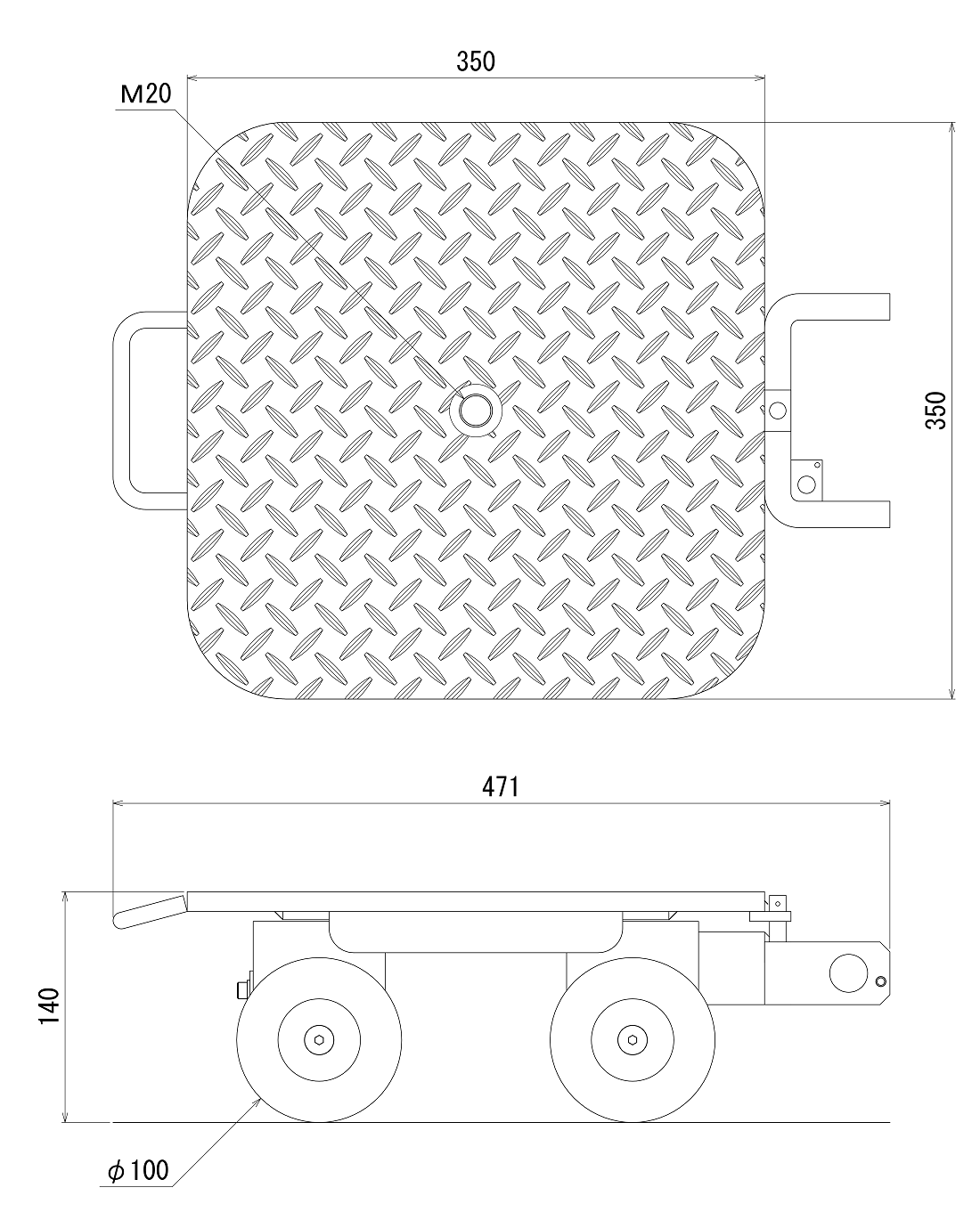 FJ-5SNフジセイローラ2軸4輪スネークタイプ（5ton） 寸法