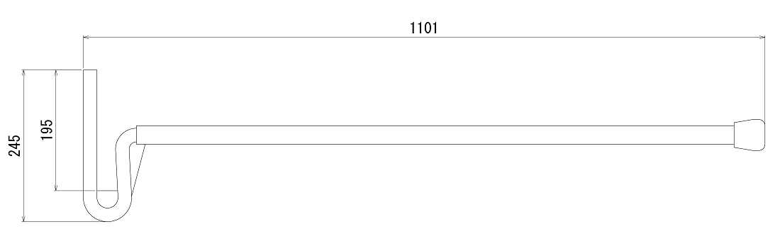 FJ-1100操作ハンドル（鉤型） 寸法