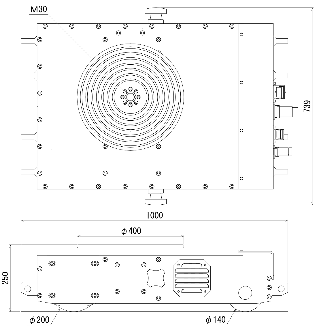 FJ-20EL電コロ2軸2輪前後進タイプ（20ton） 寸法