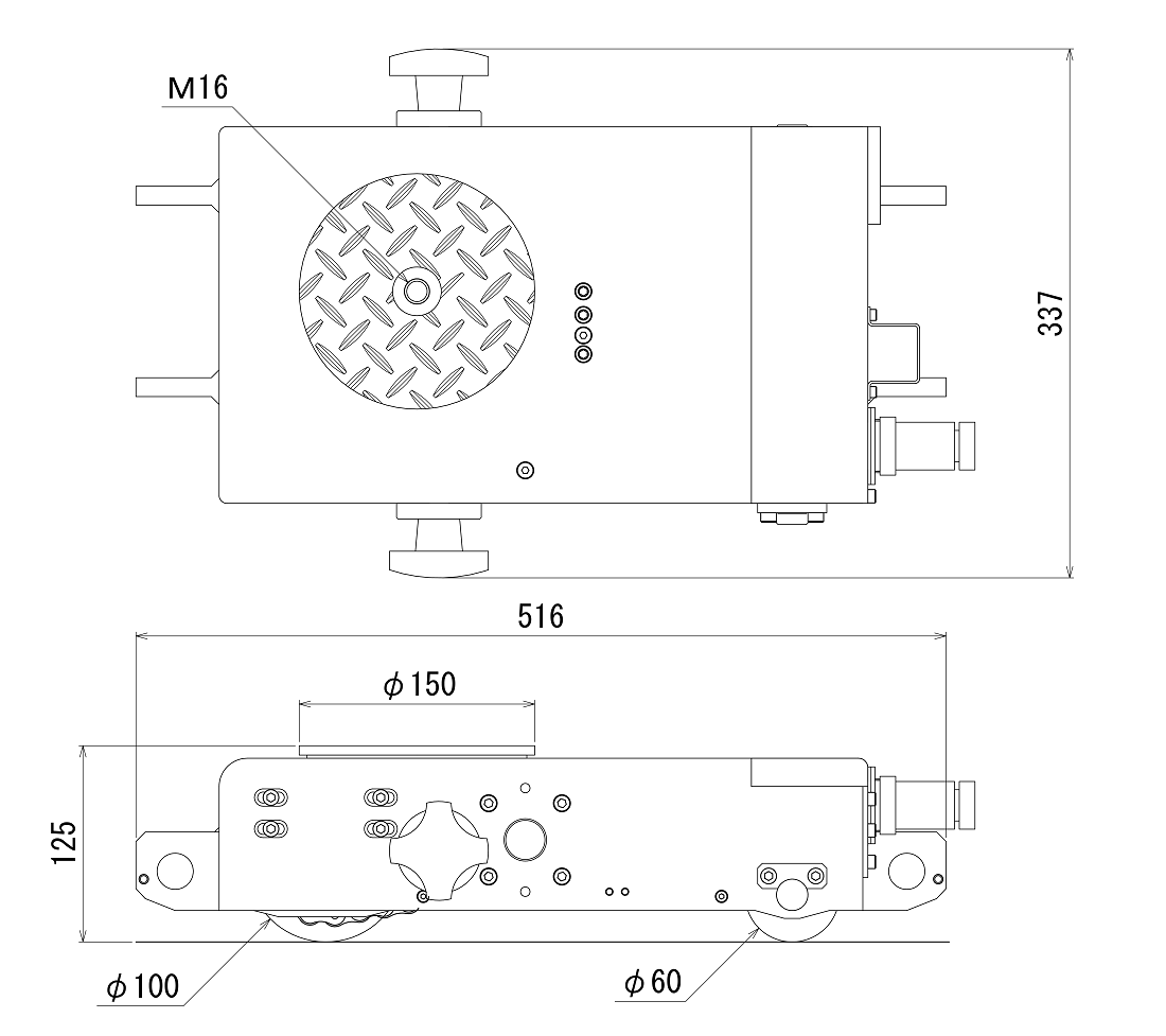 FJ-3EL電コロ2軸3輪前後進タイプ（3ton） 寸法