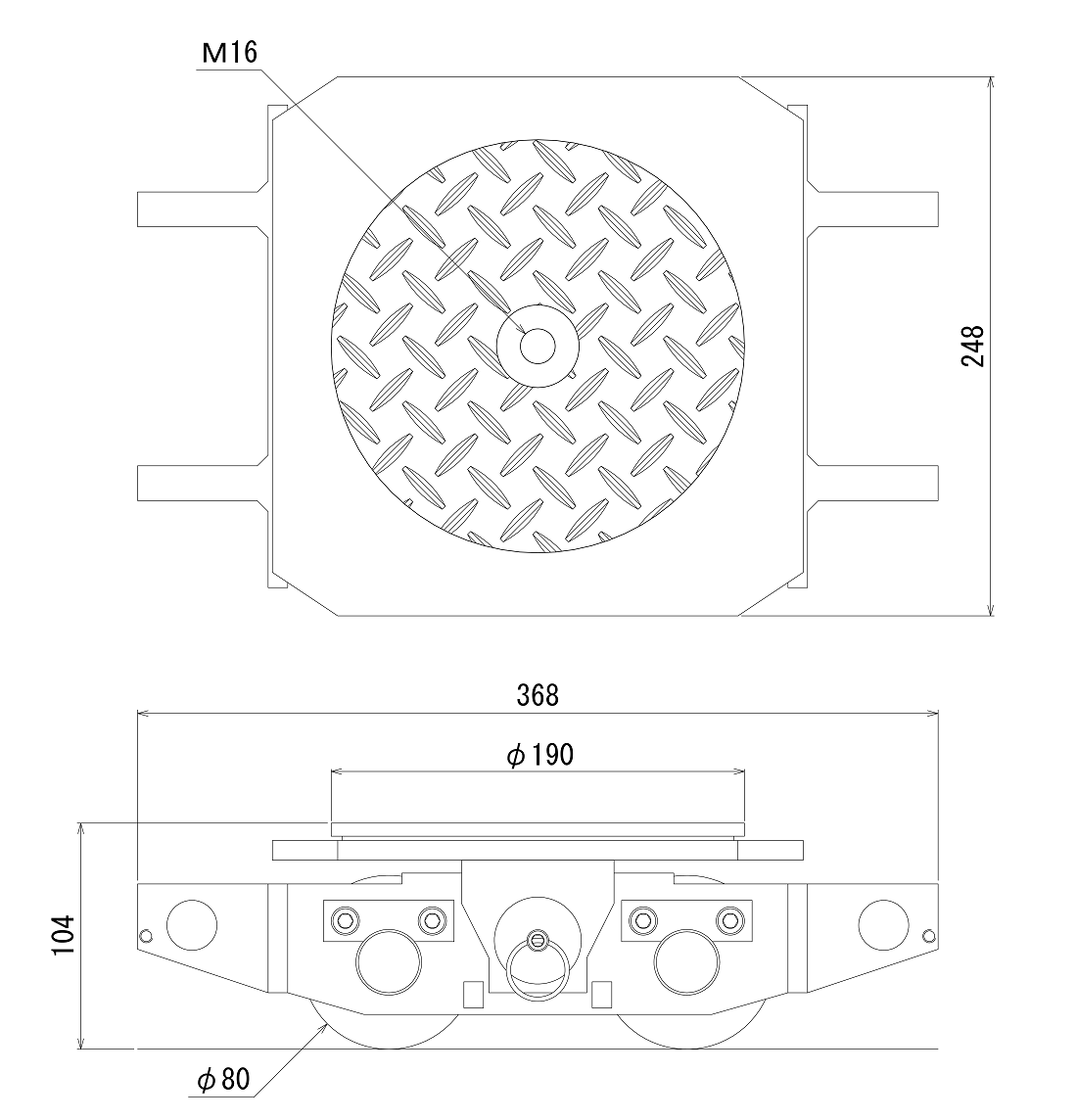 FJ-5-2WAYフジセイローラ2軸4輪2WAYタイプ（5ton） 寸法