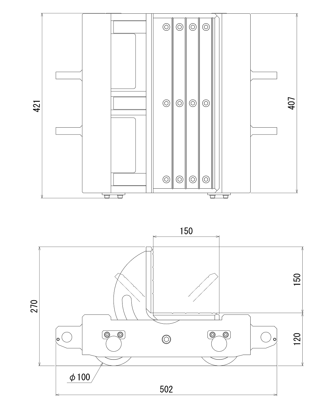 FJ-20TNフジセイローラ2軸4輪トンボタイプ（20ton） 寸法